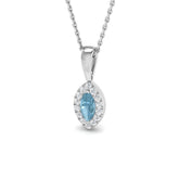 Aquamarine Halo Pendant in Gold | UK Hallmarked | Pendant Without Chain