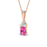 Pink Sapphire Pendant 1.25ct in 9K Gold | Lab & Natural Diamond Options