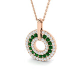 Emerald Circle Diamond Pendant in Gold Without Chain