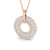 Round Diamond Halo Pendant 1.75–2.5ct Gold – Lab-Grown & Natural