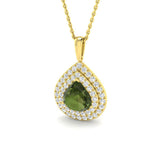 Green Tourmaline Diamond Pendant 2ct Gold – Lab-Grown & Natural