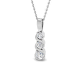 Lab Grown Diamond Curved Drop Pendant Necklace Multi Stone Design Without Chain