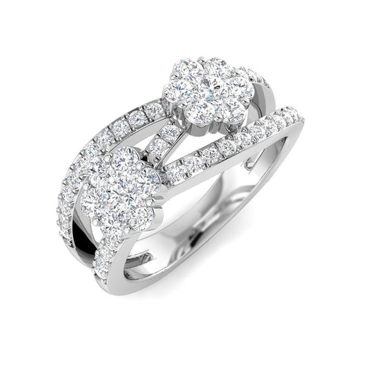 Double Cluster Diamond Ring 0.75ct | UK Hallmarked