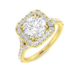 2.10Carat D-E/VS Lab Grown Diamond Halo Engagement Ring 9k Yellow Gold Ready To Ship