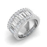 Baguette & Round Diamond Triple Row Eternity Ring | Gold & Platinum | UK Made