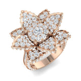Floral Diamond Statement Ring 4ct Designer Petal UK Hallmarked