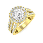 2.50Carat D-E/VS Lab Grown Diamond Halo Engagement Ring 9k Yellow Gold Ready To Ship