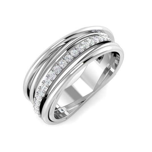 Stunning Triple Band Design Fancy Ring | 0.25ct | Hallmarked Gold & Platinum