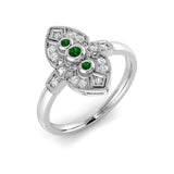 Emerald Trio Ring with Diamond Detail