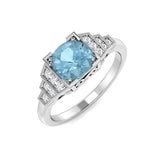 Diamond Torquay Aquamarine Ring | 1ct | Hallmarked Gold & Platinum