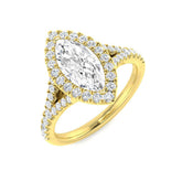1.60Carat D-E/VS Lab Grown Diamond Halo Engagement Ring 9k Yellow Gold Ready To Ship