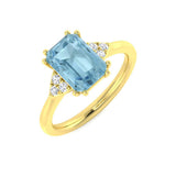 Yellow Gold Emerald Aquamarine Diamond Ring