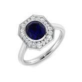 Diamond Barobk Blue Sapphire Ring | 1.25ct - 1.75ct