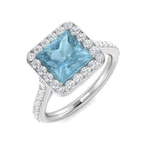 Diamond Bookham Aquamarine Ring | 2.5ct | Hallmarked Gold & Platinum