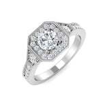 Hexagon Halo Diamond Engagement Ring 0.75ct | Vintage Style UK Hallmarked