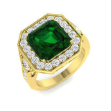 emerald engagement ring with diamond halo