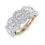 Five Stone Halo Diamond Ring 3.5ct | Round Brilliant Cluster Design | UK Hallmarked