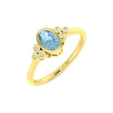 Diamond Aquamarine Ring Yellow Gold
