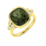 Green Tourmaline Diamond Ring | Lab & Natural | Hallmarked UK