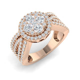 Round Cluster Halo Diamond Ring 1.25ct | Split Shank Design | UK Hallmarked
