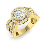 Round Cluster Halo Diamond Ring 1.25ct | Split Shank Design | UK Hallmarked
