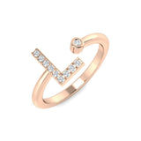 Lab-Grown Diamond Initial L Ring – Adjustable Round Diamond Pave Setting