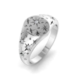 Luxury Diamond Star Signet Ring | 0.10ct | Hallmarked Gold & Platinum