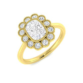 1.50Carat D-E/VS Lab Grown Diamond Vintage Engagement Ring 9k Yellow Gold Ready To Ship