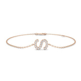 9K Solid Gold Initial S Lab Diamond Bracelet