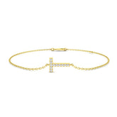 18K Yellow Gold Natural Diamond Initial T Bracelet