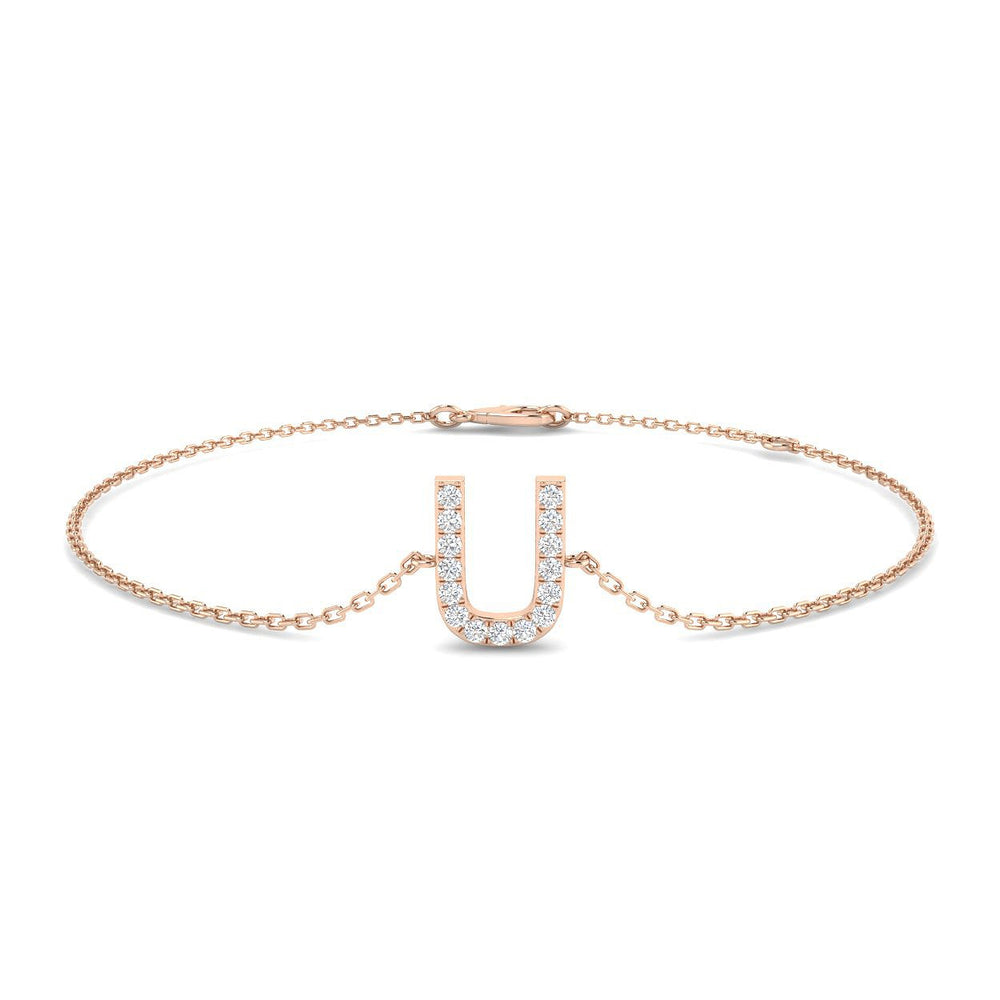 Lobster Claw Clasp 18K Gold Initial U Bracelet