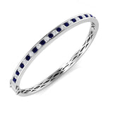 9K Yellow Gold Blue Sapphire and Natural Diamond Channel Set Gemstone Bangle