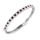 Platinum Natural Round Cut and Ruby Channel Set Eternity Bangle with Hinged Box Clasp