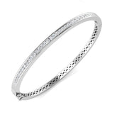 Natural Round Channel Set Diamond Bangle in 9K Yellow Gold with Hinged Box Clasp