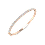 18K Yellow Gold Lab Grown Diamond Slim Pave Set Bangle Luxury Diamond Bangle With Lock