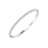 18K Yellow Gold Lab Grown Diamond Slim Pave Set Bangle Luxury Diamond Bangle With Lock