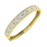 Premium Platinum Natural Diamond Round Cut Half Eternity Bangle with Hinged Box Lock