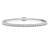 Natural Round Bezel Set Diamond Tennis Bracelet in Platinum with Secure Box Clasp - Line Bracelet