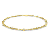 Natural Diamond Bracelet, Bezel Set Diamond Bracelet, Double Chain Bracelet, Diamond Station Bracelet