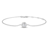 Natural Diamond Bracelet, Solitaire Diamond Bracelet, Bezel Set Diamond, 9K Yellow Gold Bracelet