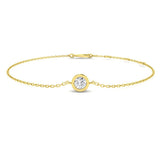 Round Cut Diamond, Gold Chain Bracelet, Minimalist Diamond Bracelet