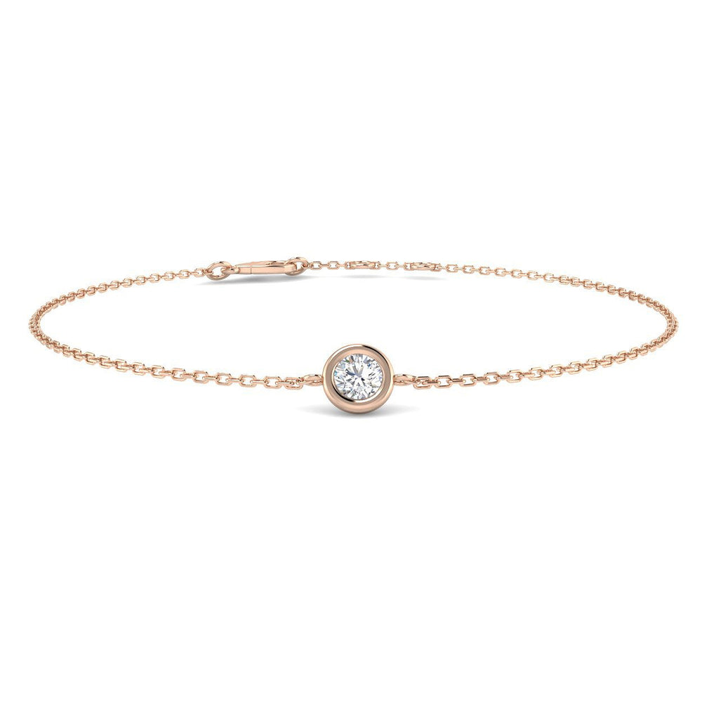 Round Cut Diamond, Gold Chain Bracelet, Minimalist Diamond Bracelet