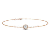 Round Cut Diamond, Gold Chain Bracelet, Minimalist Diamond Bracelet