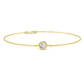 Natural Diamond Bracelet, Solitaire Diamond Bracelet, Bezel Set Diamond, 9K Yellow Gold Bracelet