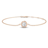 Round Cut Diamond, Gold Chain Bracelet, Minimalist Diamond Bracelet,
