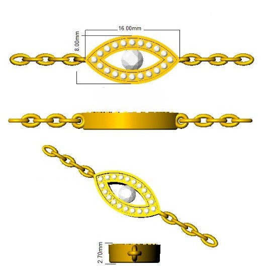 Natural Round Diamond Evil Eye with Ruby Center