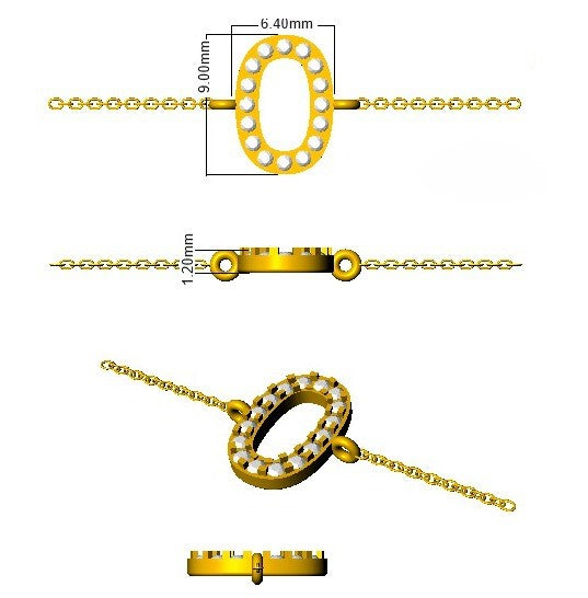 Gift For Her Diamond Initial Bracelet, Sustainable Lab Created Diamond Bracelet, Minimalist Gold Diamond Initial O Jewellery