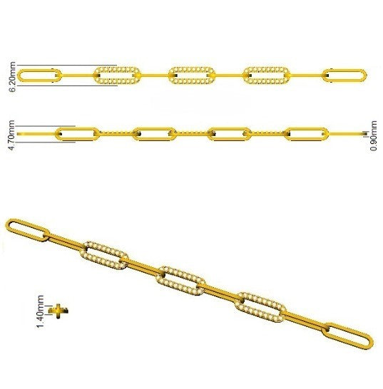 Elegant 9K Gold Pave Diamond Chain Bracelet