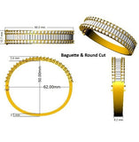 Platinum Lab Grown Diamond Bangle with Baguette and Round Cut Channel Pave Setting