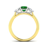 Three Stone Emerald Solitaire with Diamond Side Stones